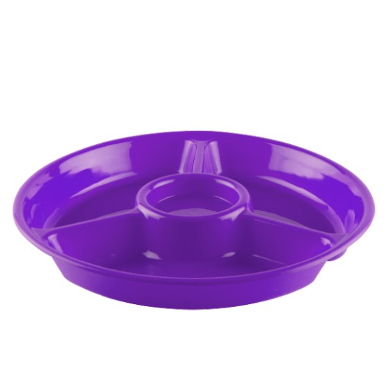 Kitchen utensil- 3-slice snack plate 24.5 cm (BPA FREE Polypropylene) Purple